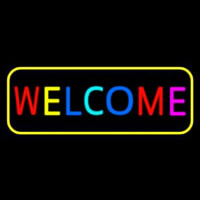 Multi Colored Welcome Bar With Yellow Border Leuchtreklame