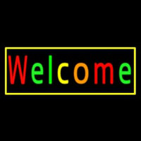 Multi Colored Welcome With Yellow Border Leuchtreklame