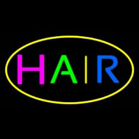 Multicolored Hair Oval Yellow Leuchtreklame
