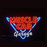 Muscle Car Garage Laden Offen Leuchtreklame