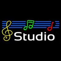Music White Studio Blue 1 Leuchtreklame