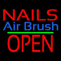 Nails Airbrush Block Open Green Line Leuchtreklame