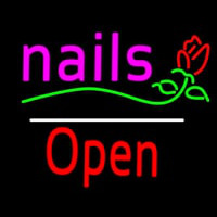 Nails Open White Line Flower Logo Leuchtreklame