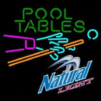 Natural Light Pool Tables Billiards Beer Sign Leuchtreklame