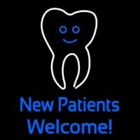 New Patients With Tooth Logo Leuchtreklame