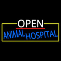 Open Animal Hospital With Yellow Border Leuchtreklame