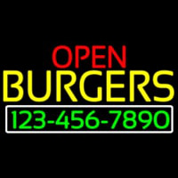 Open Burgers With Numbers Leuchtreklame