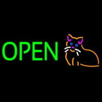 Open Cat Logo Green Letters Leuchtreklame