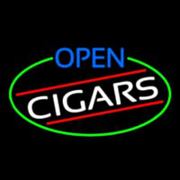 Open Cigars Oval With Green Border Leuchtreklame
