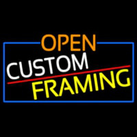 Open Custom Framing With Blue Border Leuchtreklame