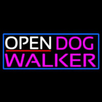 Open Dog Walker With Blue Border Leuchtreklame