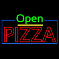 Open Double Stroke Pizza With Blue Border Leuchtreklame