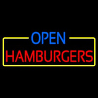 Open Hamburgers Leuchtreklame
