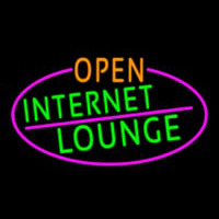 Open Internet Lounge Oval With Pink Border Leuchtreklame