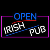 Open Irish Pub With Pink Border Leuchtreklame