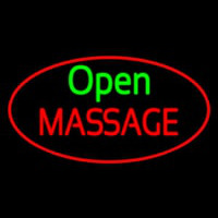 Open Massage Oval Red Leuchtreklame