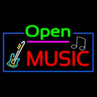 Open Music With Guitar Logo Leuchtreklame