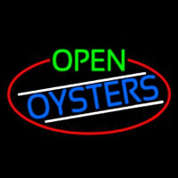 Open Oysters Oval With Red Border Leuchtreklame