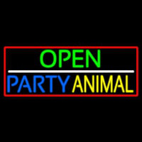 Open Party Animal With Red Border Leuchtreklame