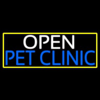 Open Pet Clinic With Yellow Border Leuchtreklame