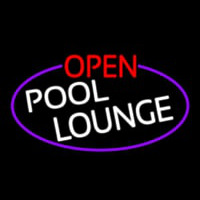Open Pool Lounge Oval With Purple Border Leuchtreklame