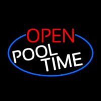 Open Pool Time Oval With Blue Border Leuchtreklame