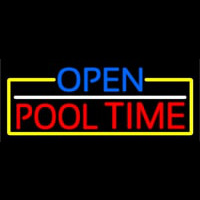Open Pool Time With Yellow Border Leuchtreklame