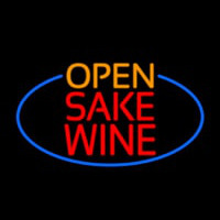 Open Sake Wine Oval With Blue Border Leuchtreklame