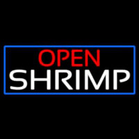 Open Shrimp With Blue Border Leuchtreklame