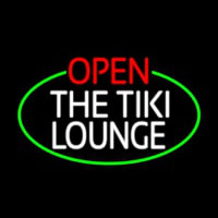 Open The Tiki Lounge Oval With Green Border Leuchtreklame