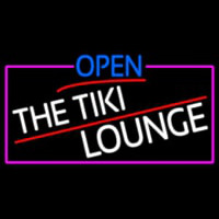 Open The Tiki Lounge With Pink Border Leuchtreklame