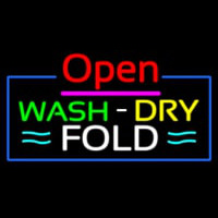 Open Wash Dry Fold Blue Border Leuchtreklame