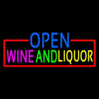 Open Wine And Liquor With Red Border Leuchtreklame