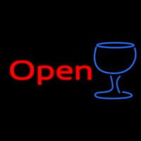 Open Wine Glass Leuchtreklame