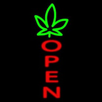 Open With Leaf Logo Leuchtreklame