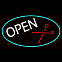Open With Scissor Logo Leuchtreklame