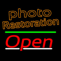 Orange Photo Restoration With Open 3 Leuchtreklame