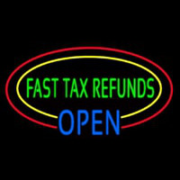 Oval Fast Ta  Refunds Blue Open Leuchtreklame