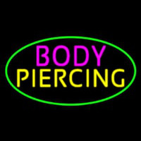 Oval Pink Body Green Piercing Leuchtreklame