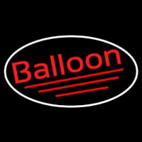 Oval Red Balloon Cursive Leuchtreklame