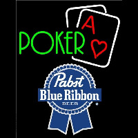 Pabst Blue Ribbon Green Poker Beer Sign Leuchtreklame