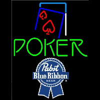 Pabst Blue Ribbon Green Poker Red Heart Beer Sign Leuchtreklame