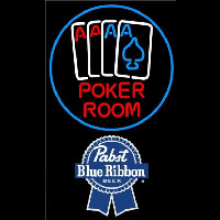 Pabst Blue Ribbon Poker Room Beer Sign Leuchtreklame