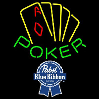Pabst Blue Ribbon Poker Yellow Beer Sign Leuchtreklame