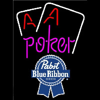 Pabst Blue Ribbon Purple Lettering Red Aces White Cards Beer Sign Leuchtreklame