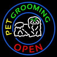 Pet Grooming Open Block Logo Leuchtreklame