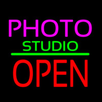 Photo Studio Open Green Line Leuchtreklame