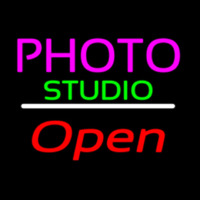 Photo Studio Open White Line Leuchtreklame