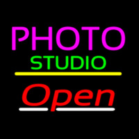 Photo Studio Open Yellow Line Leuchtreklame