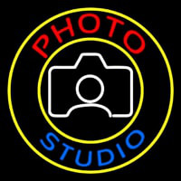 Photo Studio With Camera Logo Circle Leuchtreklame
